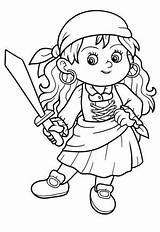Girl Pirate Coloring Page sketch template
