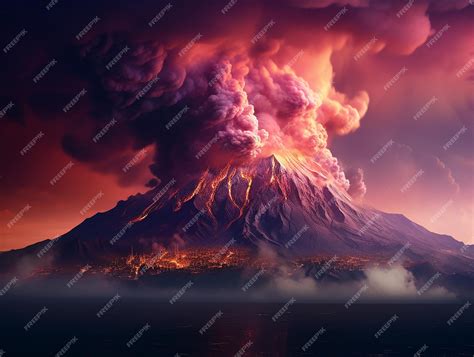 Premium AI Image | Volcano Shown in Purple in the Style of PH