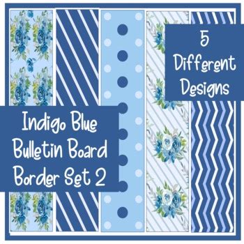 Indigo Blue Bulletin Board Border 5 Different Designs (Set 2) | TPT