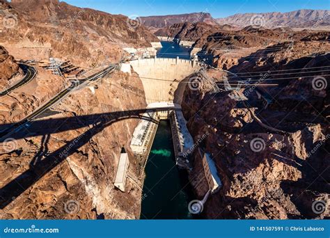 Aerial View of the Hoover Dam Stock Image - Image of area, desert ...