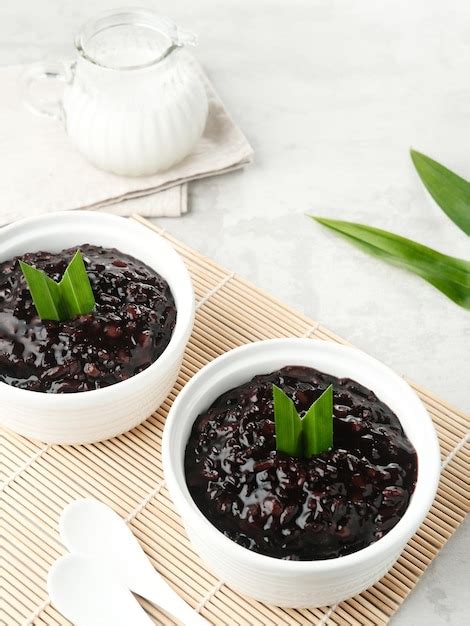 Premium Photo | Bubur ketan hitam, indonesian dessert. black glutinous rice porridge with ...