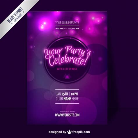 Free Vector | Purple Party Flyer Template