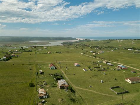 Aerial View Of Remote Village In Eastern Cape Southern Africa Stock ...