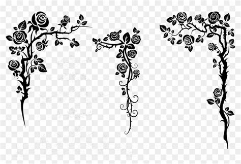 Flower Vine Silhouette - Nature Border Design Drawing, HD Png Download - 6905x3368(#1831658 ...