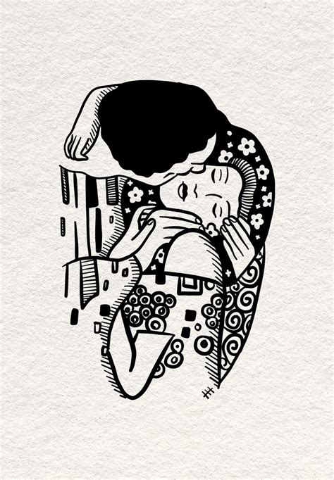 The kiss tattoo Gustav Klimt | Klimt tattoo, Line art drawings, Kiss tattoos