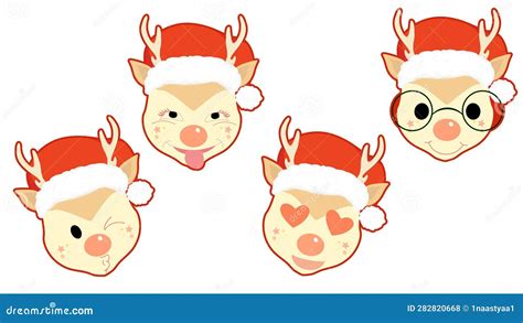 Creative Christmas New Year Songs. Christmas Deer in Cartoon Style ...