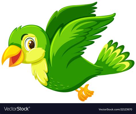 A green bird flying on white background Royalty Free Vector