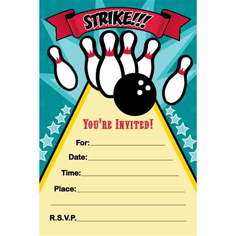 Bowling Party Invitations, 4 x 6 inch, 8 count | Party invite template, Bowling party ...