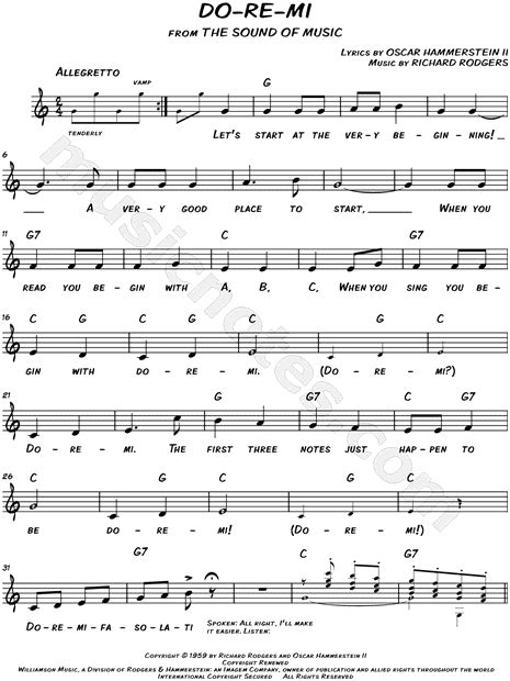 "Do-Re-Mi" from 'The Sound of Music' Sheet Music (Leadsheet) in C Major ...