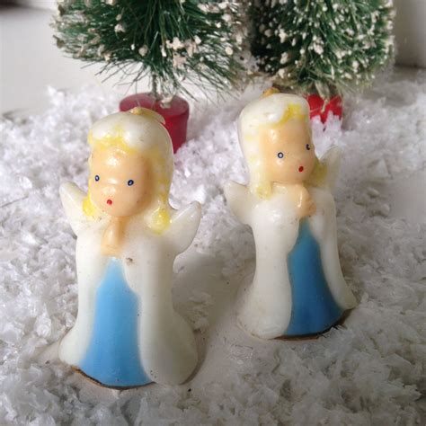 Pair of vintage candles Gurley Christmas angel girls praying | Etsy ...