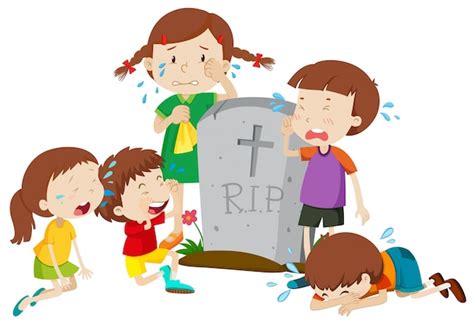 Free Vector | Gravestone scene with children crying