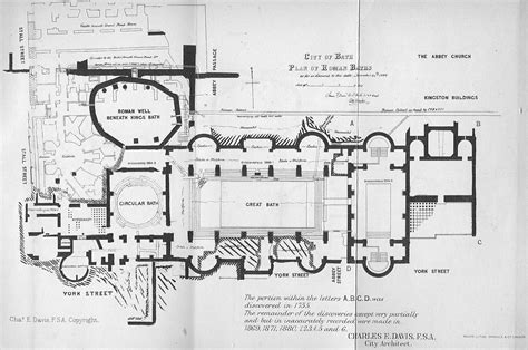 The map of the Roman baths at Bath, England. The first shrine at the ...