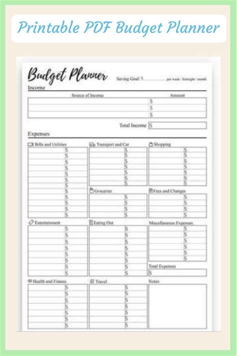 A simple easy to use budget planner to track your income, expense and saving on weekly ...