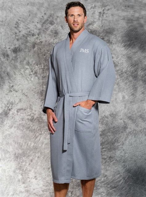 Men's Monogrammed Gray Waffle Robe Personalized Bathrobes | Etsy