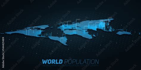 World population map big data visualization. Futuristic map infographic ...