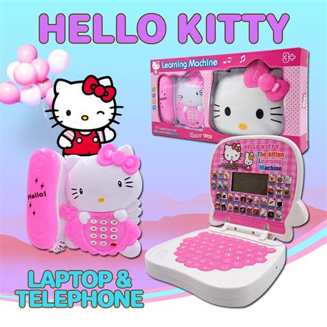 Hello Kitty 2 in 1 Laptop & Telephone Educational Toys Learning Toy for Kids Toys for girls ...