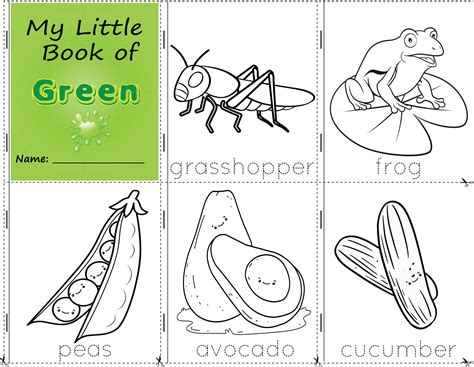 My Little Book of Green Color objects green to paint them as they are in real life. education ...