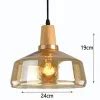 Nordic Wood Pendant Lights Glass Loft Industrial Decor Hanging Lamp ...