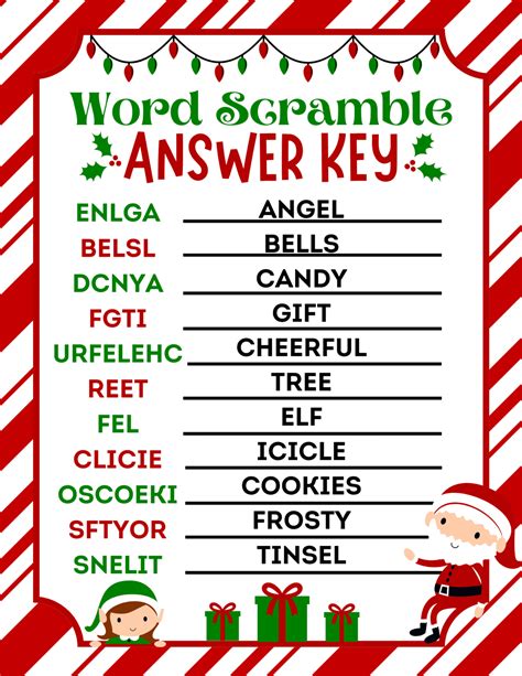 Free Printable Christmas Word Scramble for Kids - DIY Playbook