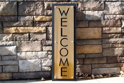 Upright Gold and Black Stainless WELCOME Sign, entryway welcome, modern ...