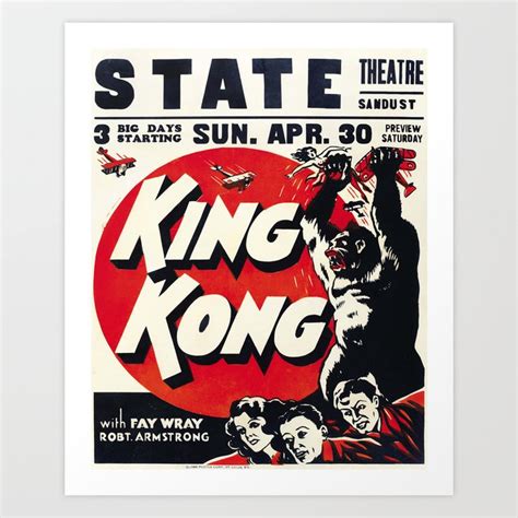 King Kong Movie Poster, Vintage King Kong Poster Art Print by Gilmour ...