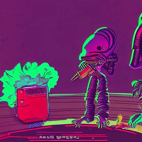 aliens smoking weed, 4k, sharp, illustration, | Stable Diffusion