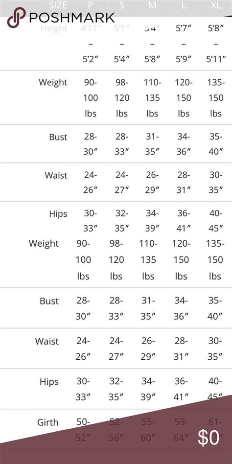 lululemon jacket size chart