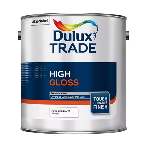 Dulux Trade Interior & exterior Pure brilliant white High gloss Paint 2.5L | Departments | DIY ...