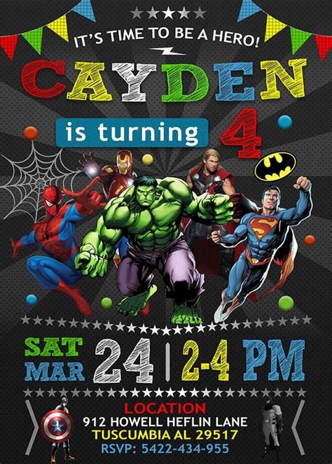 Superhero Birthday Invitation. Avengers Invitation. Superhero | Etsy Avengers Theme Birthday ...