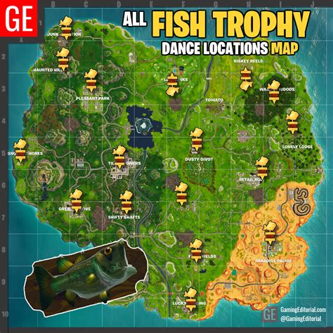 Fortnite All 'Fish Trophy' Locations Map - Week 8 Dance with Fish Trophy