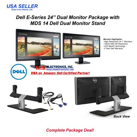 Dell 24-inch E2417H LED Full HD Widescreen Dual Monitor Bundle with MDS ...