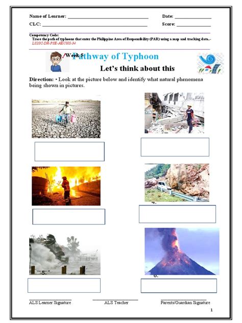 Week 5-LS2 LAS (Tracking Typhoon) - Worksheets | PDF | Tropical Cyclones | Eye (Cyclone)