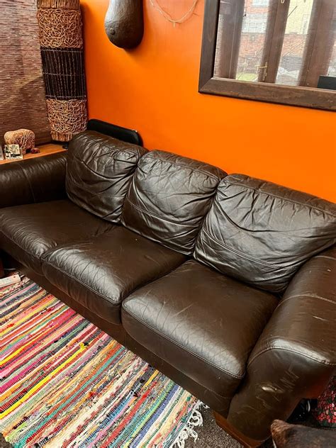 Brown leather sofa | in South Elmsall, West Yorkshire | Gumtree