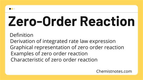 Zero order reaction: Definition, integrated rate law, characteristics, and examples - Chemistry ...