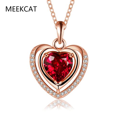 MEEKCAT Mother Day Necklace Jewelry Heart Shape Pendant Necklace Love Mom Necklace Rose Gold ...