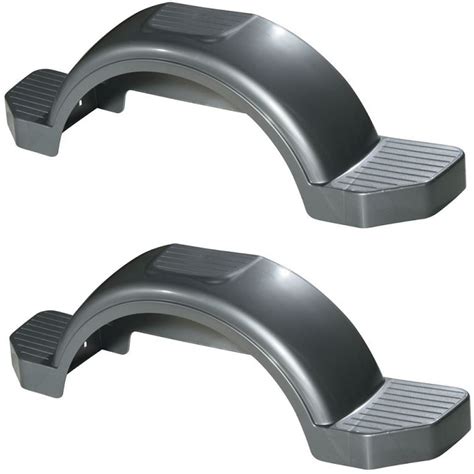 Set of 2 Silver Fulton Single Axle Trailer Fenders 13"