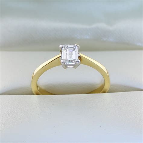 18ct Yellow Gold 0.47ct Emerald Cut Solitaire - Inisor Jewellery ...