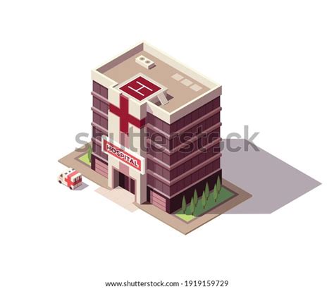 Isometric Hospital Ambulance Building Mockup Signage Stock Vector ...