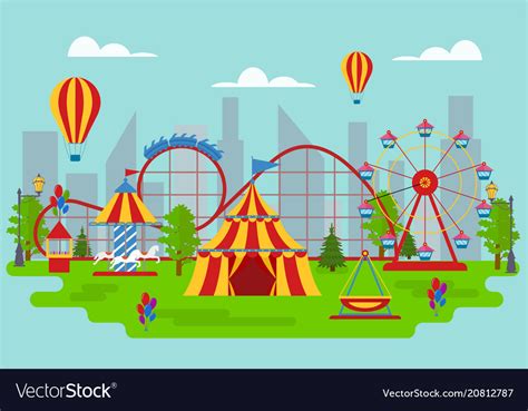 Cartoon amusement park card poster Royalty Free Vector Image