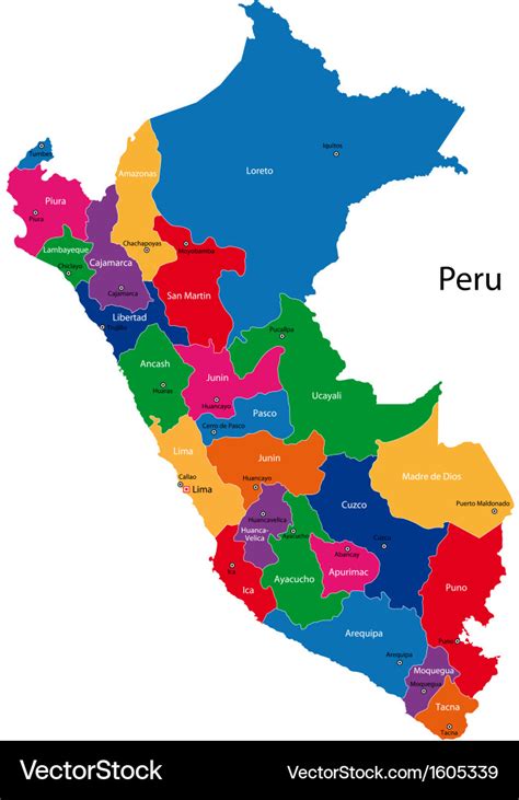 Peru map Royalty Free Vector Image - VectorStock