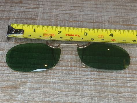 Vintage Retro 50s Polaroid Clip-On Sunglasses Green Lens and case Gold ...