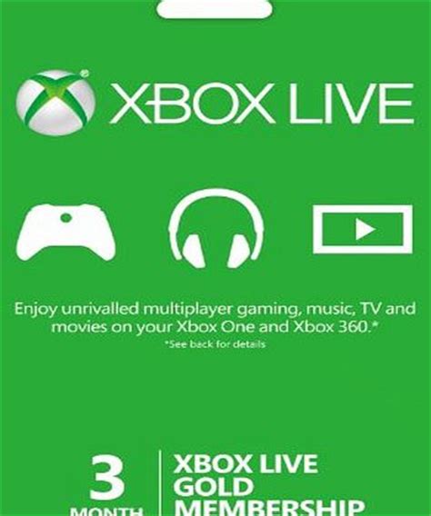 Microsoft Xbox Live Gold 3 Month Membership Card (Xbox One/360 ...