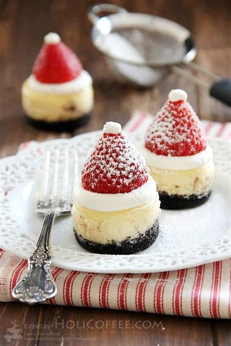 Santa Hat Mini Cheesecake Recipe – Christmas Party Dinner Menu Dessert ...