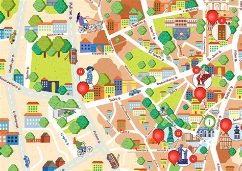 Illustrated map of Vilnius old town on Behance