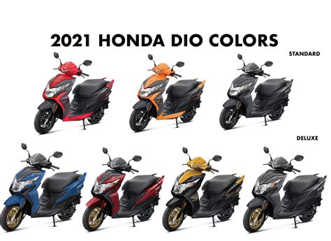 2021 Honda Dio Colors: Red, Blue, Orange, Yellow, Grey - GaadiKey