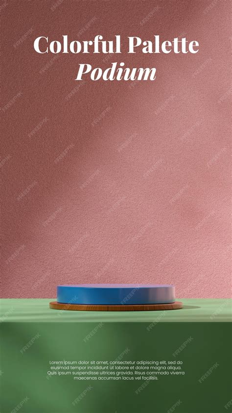 Premium PSD | 3d render blank mockup blue and wood texture podium in portrait pink fabric wall ...