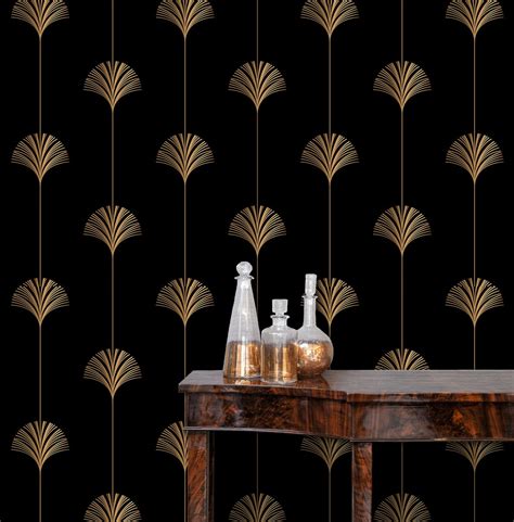 Art Deco Wallpaper, Black and Gold Wallpaper, Dark Wallpaper, Geometric Wallpaper, Antique ...