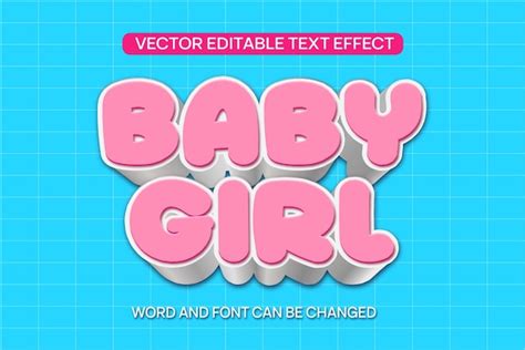 Premium Vector | Baby girl text effect vector 3d