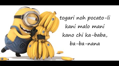 Despicable Me Minions Banana Song Lyrics - YouTube