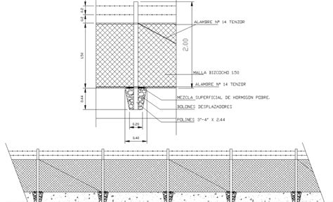 Barbed wire boundary fence drawing in dwg AutoCAD file. - Cadbull